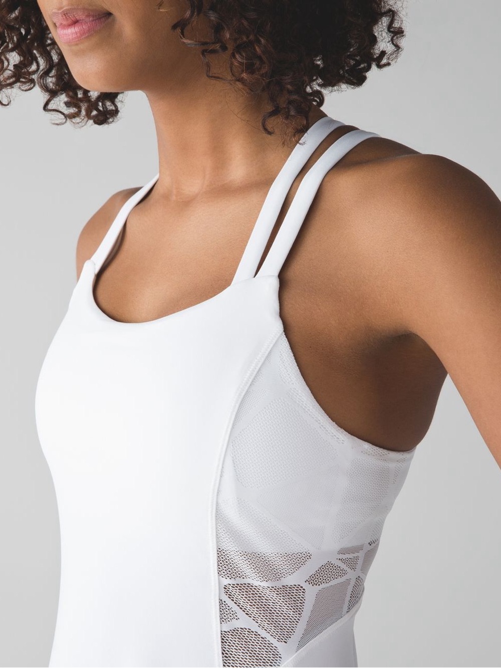 Lululemon Women’s 6 City Sky Run By Tank Lace Sheer White Gym Yoga Tennis